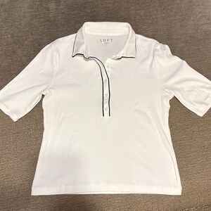 LOFT White Shirt with Black Accents XL